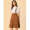 imageAllegra K Womens High Waist Flared Skater Pleated Suspender Skirt Overalls Dress
