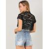 imageAllegra K Womens Lace Cardigan Open Front Elegant Short Sleeve Sheer Floral Cropped Bolero Lace Shrug TopBlack