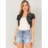 imageAllegra K Womens Lace Cardigan Open Front Elegant Short Sleeve Sheer Floral Cropped Bolero Lace Shrug TopBlack