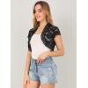 imageAllegra K Womens Lace Cardigan Open Front Elegant Short Sleeve Sheer Floral Cropped Bolero Lace Shrug TopBlack