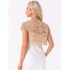 imageAllegra K Womens Lace Cardigan Open Front Elegant Short Sleeve Sheer Floral Cropped Bolero Lace Shrug TopKhaki
