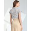 imageAllegra K Womens Lace Cardigan Open Front Elegant Short Sleeve Sheer Floral Cropped Bolero Lace Shrug TopLight Grey