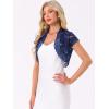 imageAllegra K Womens Lace Cardigan Open Front Elegant Short Sleeve Sheer Floral Cropped Bolero Lace Shrug TopRoyal Blue