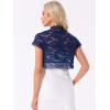 imageAllegra K Womens Lace Cardigan Open Front Elegant Short Sleeve Sheer Floral Cropped Bolero Lace Shrug TopRoyal Blue