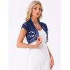 imageAllegra K Womens Lace Cardigan Open Front Elegant Short Sleeve Sheer Floral Cropped Bolero Lace Shrug TopRoyal Blue