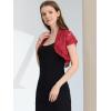 imageAllegra K Womens Lace Cardigan Open Front Elegant Short Sleeve Sheer Floral Cropped Bolero Lace Shrug TopWine Red
