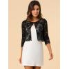 imageAllegra K Womens Lace Cardigan Open Front Lace Shrug Elegant Sheer Floral Cropped Bolero Lace TopsBlack