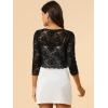 imageAllegra K Womens Lace Cardigan Open Front Lace Shrug Elegant Sheer Floral Cropped Bolero Lace TopsBlack