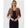 imageAllegra K Womens Lace Cardigan Open Front Lace Shrug Elegant Sheer Floral Cropped Bolero Lace TopsBrown