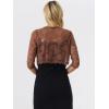 imageAllegra K Womens Lace Cardigan Open Front Lace Shrug Elegant Sheer Floral Cropped Bolero Lace TopsBrown