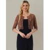 imageAllegra K Womens Lace Cardigan Open Front Lace Shrug Elegant Sheer Floral Cropped Bolero Lace TopsBrown