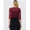 imageAllegra K Womens Lace Cardigan Open Front Lace Shrug Elegant Sheer Floral Cropped Bolero Lace TopsClaret Red