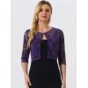 imageAllegra K Womens Lace Cardigan Open Front Lace Shrug Elegant Sheer Floral Cropped Bolero Lace TopsDark Purple