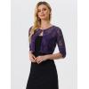 imageAllegra K Womens Lace Cardigan Open Front Lace Shrug Elegant Sheer Floral Cropped Bolero Lace TopsDark Purple