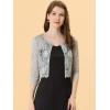 imageAllegra K Womens Lace Cardigan Open Front Lace Shrug Elegant Sheer Floral Cropped Bolero Lace TopsGray