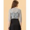imageAllegra K Womens Lace Cardigan Open Front Lace Shrug Elegant Sheer Floral Cropped Bolero Lace TopsGray