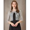 imageAllegra K Womens Lace Cardigan Open Front Lace Shrug Elegant Sheer Floral Cropped Bolero Lace TopsGray