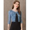 imageAllegra K Womens Lace Cardigan Open Front Lace Shrug Elegant Sheer Floral Cropped Bolero Lace TopsGrey Blue