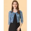 imageAllegra K Womens Lace Cardigan Open Front Lace Shrug Elegant Sheer Floral Cropped Bolero Lace TopsGrey Blue