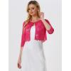 imageAllegra K Womens Lace Cardigan Open Front Lace Shrug Elegant Sheer Floral Cropped Bolero Lace TopsHot Pink