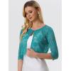 imageAllegra K Womens Lace Cardigan Open Front Lace Shrug Elegant Sheer Floral Cropped Bolero Lace TopsMalachite Green