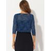 imageAllegra K Womens Lace Cardigan Open Front Lace Shrug Elegant Sheer Floral Cropped Bolero Lace TopsNavy Blue