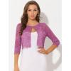 imageAllegra K Womens Lace Cardigan Open Front Lace Shrug Elegant Sheer Floral Cropped Bolero Lace TopsPink Purple