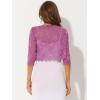 imageAllegra K Womens Lace Cardigan Open Front Lace Shrug Elegant Sheer Floral Cropped Bolero Lace TopsPink Purple