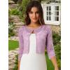 imageAllegra K Womens Lace Cardigan Open Front Lace Shrug Elegant Sheer Floral Cropped Bolero Lace TopsPurple
