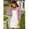 imageAllegra K Womens Lace Cardigan Open Front Lace Shrug Elegant Sheer Floral Cropped Bolero Lace TopsPurple