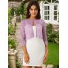 imageAllegra K Womens Lace Cardigan Open Front Lace Shrug Elegant Sheer Floral Cropped Bolero Lace TopsPurple
