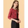 imageAllegra K Womens Lace Cardigan Open Front Lace Shrug Elegant Sheer Floral Cropped Bolero Lace TopsRed