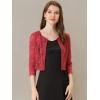 imageAllegra K Womens Lace Cardigan Open Front Lace Shrug Elegant Sheer Floral Cropped Bolero Lace TopsRed