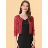 imageAllegra K Womens Lace Cardigan Open Front Lace Shrug Elegant Sheer Floral Cropped Bolero Lace TopsRed