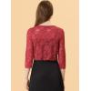 imageAllegra K Womens Lace Cardigan Open Front Lace Shrug Elegant Sheer Floral Cropped Bolero Lace TopsRed