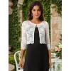 imageAllegra K Womens Lace Cardigan Open Front Lace Shrug Elegant Sheer Floral Cropped Bolero Lace TopsWhite