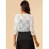 imageAllegra K Womens Lace Cardigan Open Front Lace Shrug Elegant Sheer Floral Cropped Bolero Lace TopsWhite