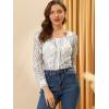 imageAllegra K Womens Lace Floral Blouse Square Neck Long Sleeve Button Down TopWhite