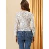 imageAllegra K Womens Lace Floral Blouse Square Neck Long Sleeve Button Down TopWhite