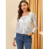 imageAllegra K Womens Lace Floral Blouse Square Neck Long Sleeve Button Down TopWhite