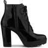 imageAllegra K Womens Lace Up Chunky Heels Platform Ankle Combat BootsBlack