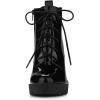 imageAllegra K Womens Lace Up Chunky Heels Platform Ankle Combat BootsBlack