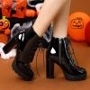 imageAllegra K Womens Lace Up Chunky Heels Platform Ankle Combat BootsBlack