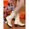 imageAllegra K Womens Lace Up Platform Chunky Heel Mid Calf Combat Boots Halloween BootsBeige