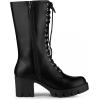 imageAllegra K Womens Lace Up Platform Chunky Heel Mid Calf Combat Boots Halloween BootsBlack