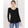 imageAllegra K Womens Long Sleeves Scoop Neck Casual Peplum Shirt TopsBlack