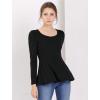 imageAllegra K Womens Long Sleeves Scoop Neck Casual Peplum Shirt TopsBlack
