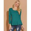 imageAllegra K Womens Long Sleeves Scoop Neck Casual Peplum Shirt TopsBlue Green