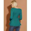 imageAllegra K Womens Long Sleeves Scoop Neck Casual Peplum Shirt TopsBlue Green