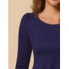 imageAllegra K Womens Long Sleeves Scoop Neck Casual Peplum Shirt TopsDark Blue